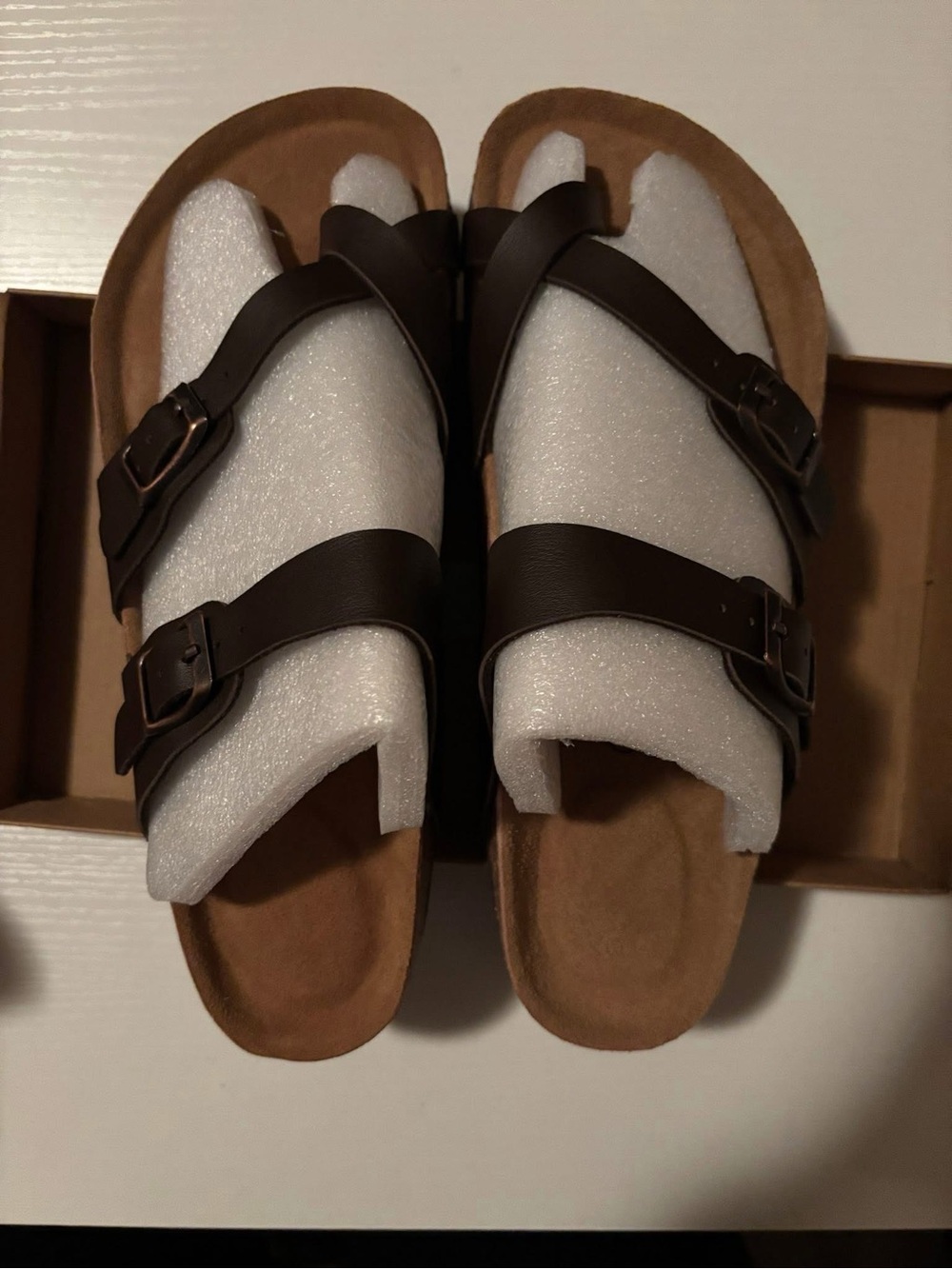 Women’s Double Buckle Comfort Sandals - Dark Brown
